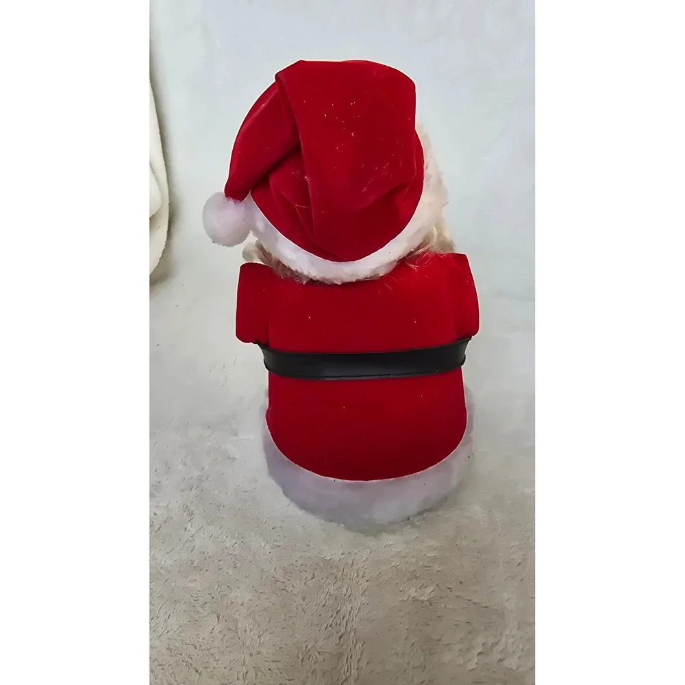 Vintage Animated Santa Claus Figure with Bell  Christmas Decor